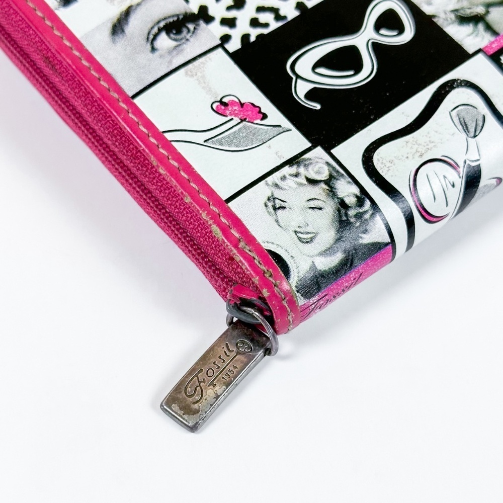 Fossil Liza Pop Art Zip Around Wallet Pink - Picture 2 of 12